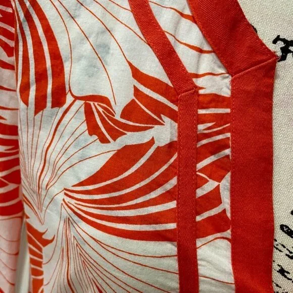 J.CREW TROPICAL PREPPY TUNIC MINI DRESS 3/4 SLEEVE FLORAL BOHO 70’ STYLE SZ M - Picture 11 of 13